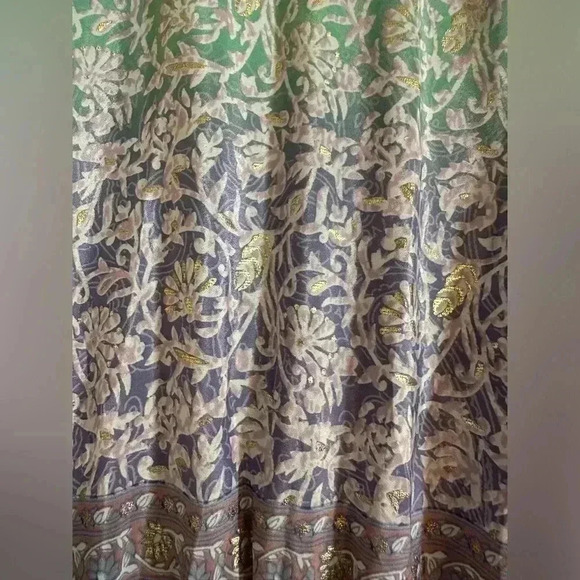 Bigg Bull by Cam Kimono Maxi Dess Green and Purple Metallic one size Silk blend - Picture 8 of 13